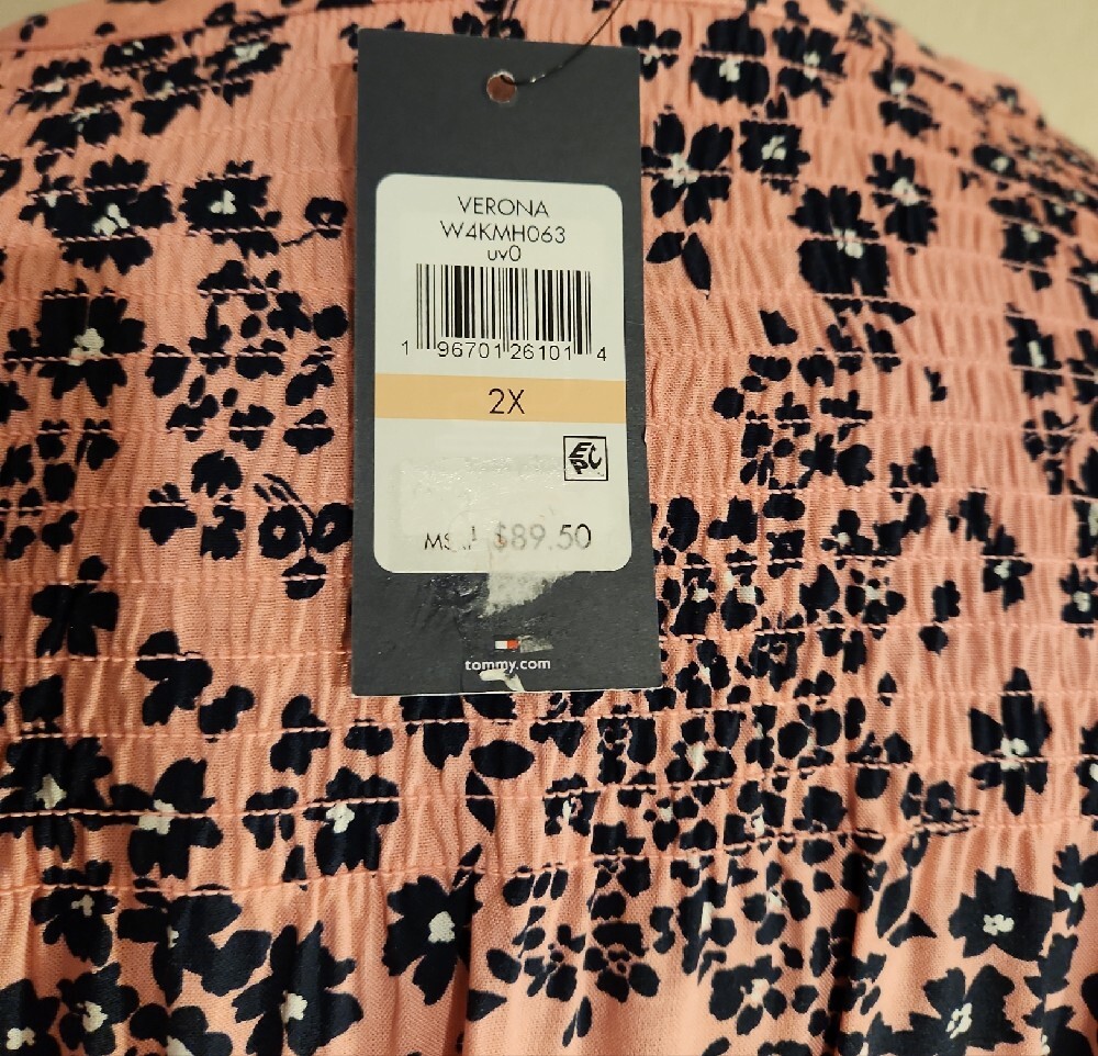 Tommy Hilfiger Women's Pink Floral Short Sleeve V-Neck Blouse 2X NWT - Picture 4 of 9